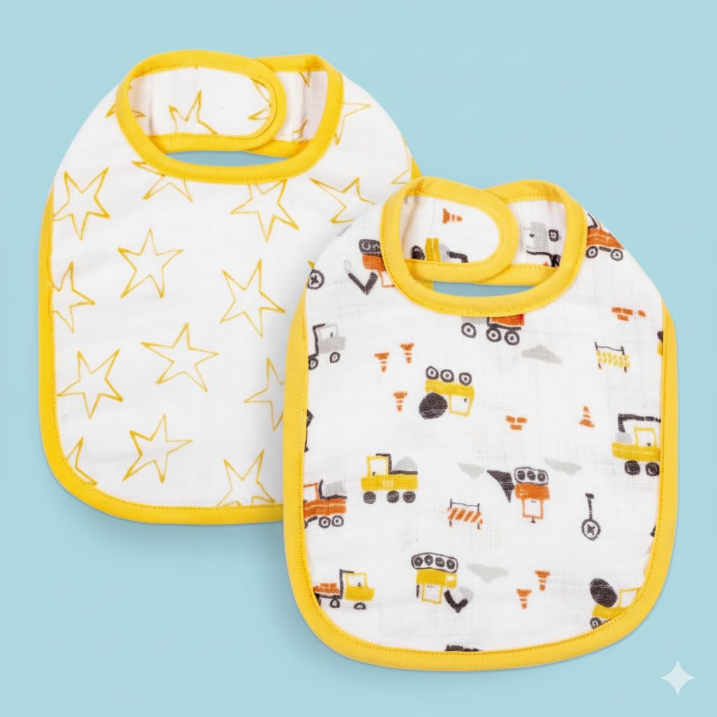 Mee Mee Baby Cotton Apron, Feeding Bibs Washable, Bibs Set for 0-12 Month (Pack of 2)-image-14