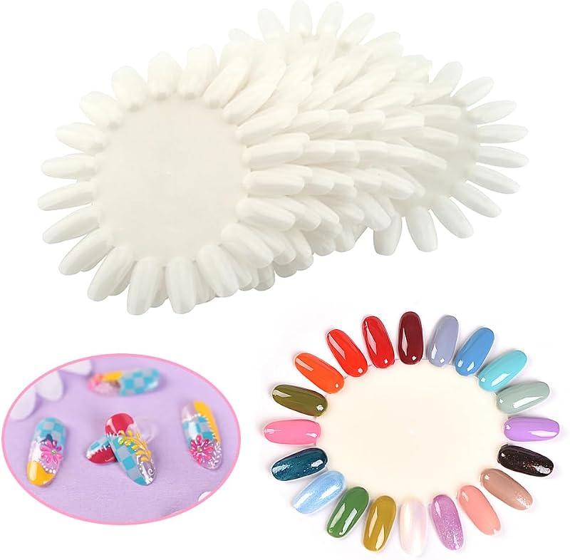KADS Nail Display Chart Wheel, 10 Pack 200 Fake Nails Color Swatches, Natural Color Acrylic Practice Manicure Nail Tips for Salon Display, Nail Art Training & DIY Manicure