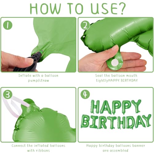 Image of Green Happy Birthday Balloons Banner 16 Inch Mylar Foil Letters, Inflatable Party Decor and Birthday Decorations for Women, Men, Boys & Girls Kids and Adults, Reusable, Party Supplies