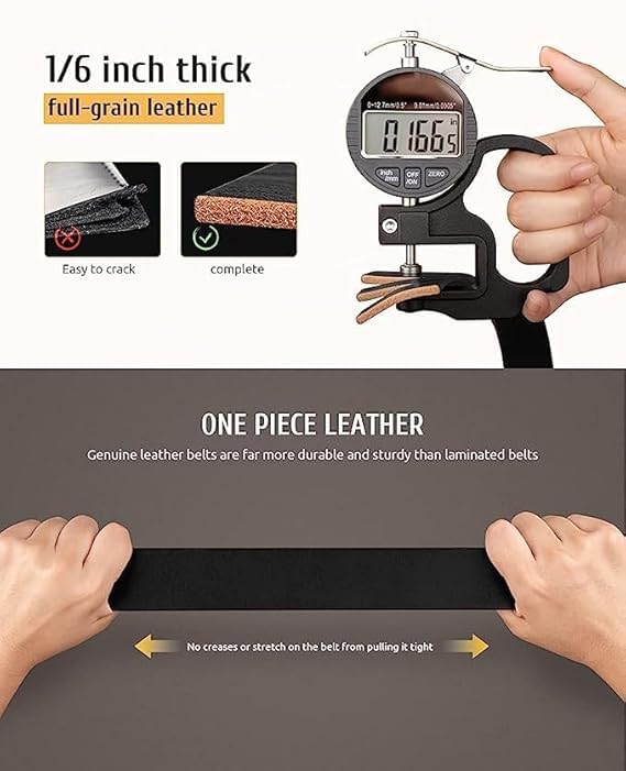 Image of Men's Genuine Leather Belt | Full Grain | Adjustable Fit | Durable Buckle | Formal & Casual Wear | Fit on up to 38 Inches Waist size
