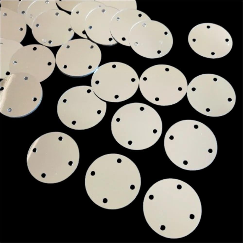 4 Holes Silver Sequins for Crafts, Flat Large Round Sequins, Diameter 15mm/20mm/35mm Glittering Round Sequin 50g(35mm)