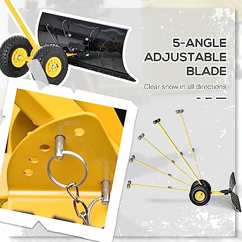 Outsunny US843-002YL0131 Snow Shovel With Wheels thumb #2