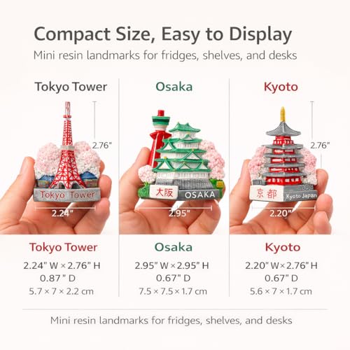 Imanes decorativos 3D Japón set de 3 piezas miniatura 2