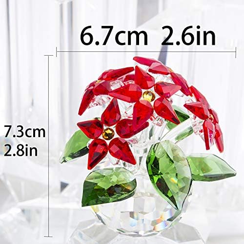 H&D HYALINE & DORA Crystal Poinsettia Figurines Ornament Home Decoration Collection (Red 6pcs Flower) - Image 5
