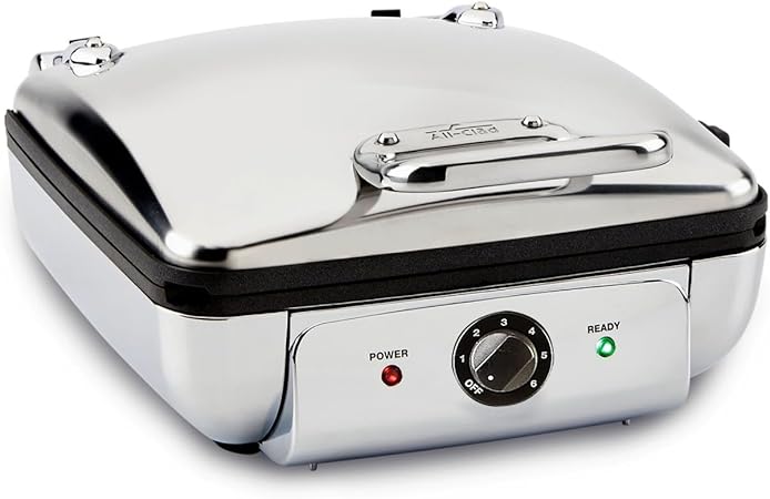All-Clad Stainless Steel Waffle Maker 4 Section, Thick Belgium Waffle