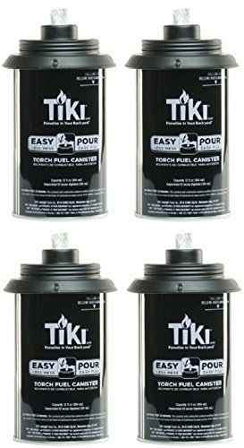 TIKI1317054 Easy Pour Metal Replacement Torch Fuel Canisters w/Wick - Quantity 4