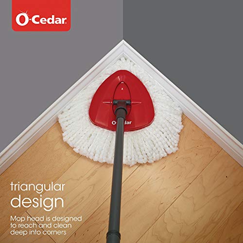 O-Cedar Easywring Microfiber Spin Mop & Bucket Floor Cleaning System, Includes Powercorner Large Angle Broom #TOP4