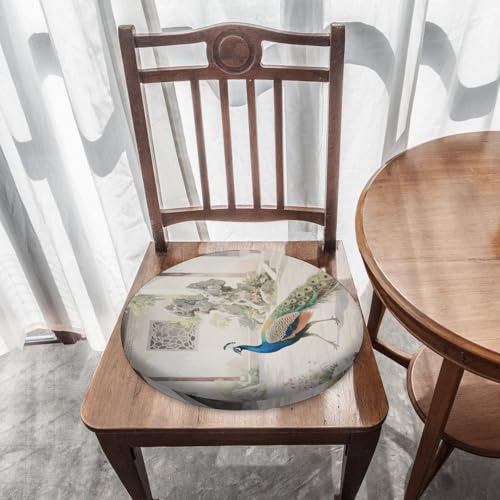 Cojín redondo de pavo real con espuma viscoelástica para silla y sofá de 15.3x15.3 8