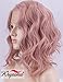 K’ryssma Short Bob Lace Front Wigs Wavy, Rose Gold Synthetic Wigs for Women Half Hand Tied Peach Pink Lace Wig with Side Parting Heat Resistant Christmas Wig