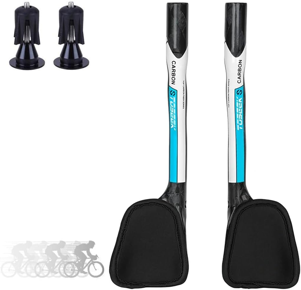 Bicycle TT Rest Bar - 12K Glossy Full High Carbon Fiber Aero Bars for Road MTB Bike (31.8mm Clamps) - Blue