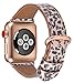 JSGJMY for Apple Watch Band 38mm 40mm 41mm Series 9 8 7 6 5 4 SE iwatch Bands Women's Dressy Leather Strap Fashion Fancy Leopard Rose Gold