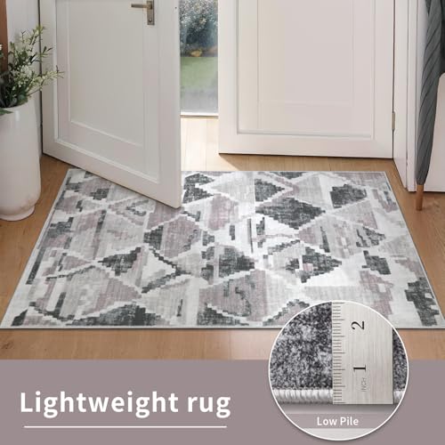 SERISSA Modern Abstract Gray Rug for Living Room, 8'x10' Machine Washable Soft Area Rug Non-Slip Rug, Low-Pile Contemporary Indoor Dining Floor Carpet for Bedroom Office Under Table Home Decor — view 5