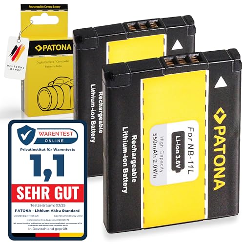 PATONA 2X Akku Ersatz für Canon NB-11L 550mAh kompatibel mit Canon Ixus 132 135 140 145 155 170 180 185 190 240 285 HS PowerShot A2300 A2400 A2500 A2600 A3400 A3500 A4000 NB-11LH PATONA 2X Akku Ersatz für Canon NB-11L 550mAh kompatibel mit Canon Ixus 132 135 140 145 155 170 180 185 190 240 285 HS PowerShot A2300 A2400 A2500 A2600 A3400 A3500 A4000 NB-11LH