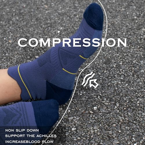 BRISIRA Bamboo Viscose Compression High Ankle Socks Men Women Cushioned Anti Blister HIking Golf Arch Support Running Socks4