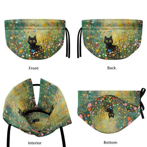 Image of Xoenoiee Black Cat Vibrant Flower Print Tea Pot Cosy Cotton Tea Cozy for Teapots Dust Cover Insulated Kettle Cover Teapot Warmer for Home Kitchen Decorative Accessories
