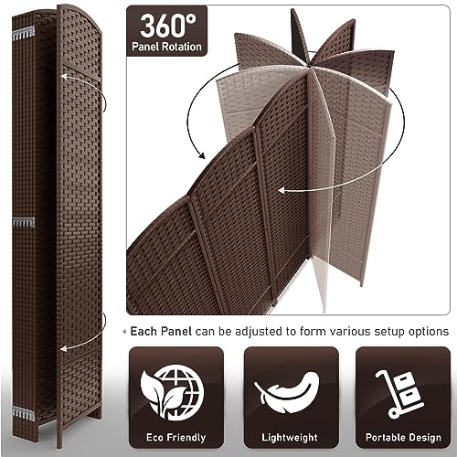 Sorbus 8 Panel Room Divider 6 ft. Tall - Privacy Screen, Extra Wide Double Hinged Panels, Mesh Hand-Woven Design, Partition Room Dividers and Folding Privacy Screens, Wall Divider for Room Separation