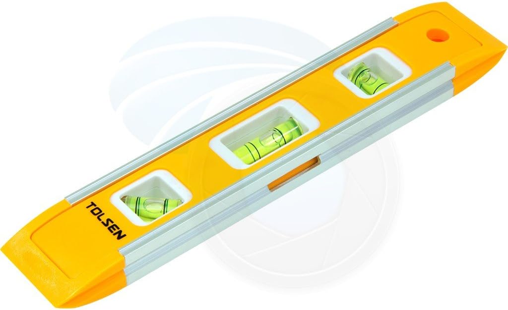 lateral view of Tolsen Mini Spirit Level showing vials
