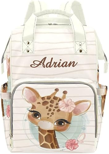 Miniatura 3 de Mochila personalizada de elefante para pañales con nombre personalizado de enfermería bolsas de bebé hombro bolsa de viaje Daypack, Personalizado 4,