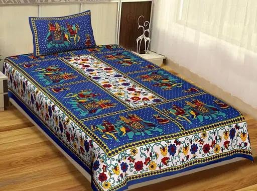 100% Pure Cotton Queen Size Bed Sheet with 2 Pillow Covers - Classic Home Linen & Floral Aesthetic - Gorgeous Jaipuri Print for Elegant Bedroom Décor (Single Size)-image-35