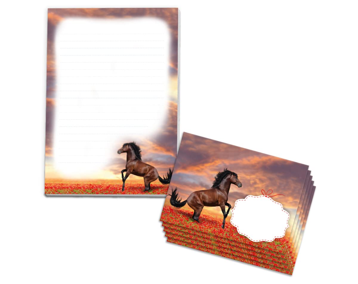 Papier à Lettres Licorne Et Chat Pour Enfants - Bloc A5 Ligné 25 Feuilles + 15 Enveloppes - Fabriqué En Allemagne