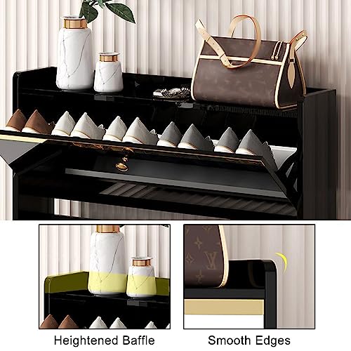 Zapateros de madera blanco con 3 cajones abatibles y estante ajustable 7