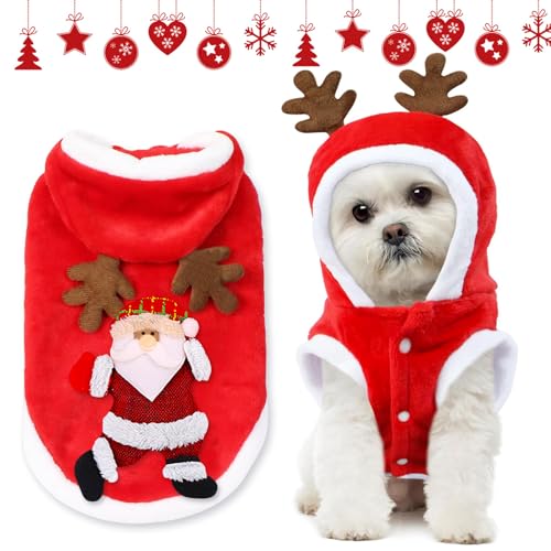 Atuoxing Ropa Navideña para Perro, Disfraz de Perro Navidad, Mascota Disfraz Navideño Perros y Gatos, Traje de Perro con Santa (M)