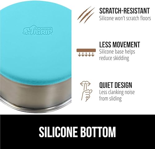 Vista 14 de GORILLA GRIP Juego de 2 cuencos para perros, con capacidad para 8 tazas (64 onzas líquidas), cuenco de metal resistente para alimentos y agua