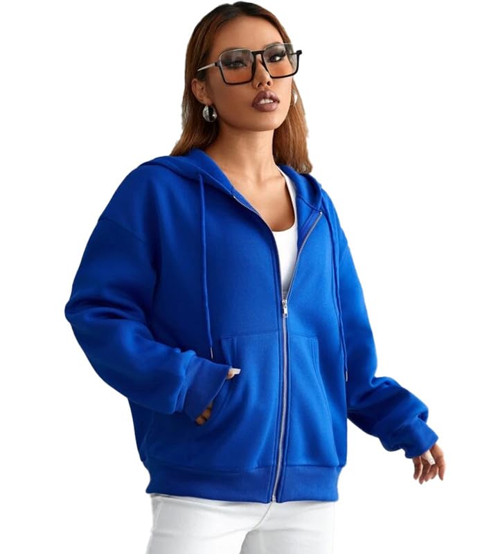 besick Zip Through Full Sleeves Soft Oversized Cotton Hoodie for Women-picture-35