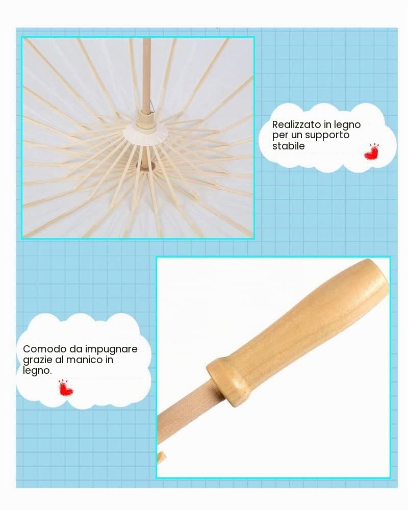 zalati Ombrellone di carta 6 pezzi decorativo bianco fai da te dipinto classico stile cinese per matrimoni, feste nuziali, decorazioni per foto cosplay - 30 cm