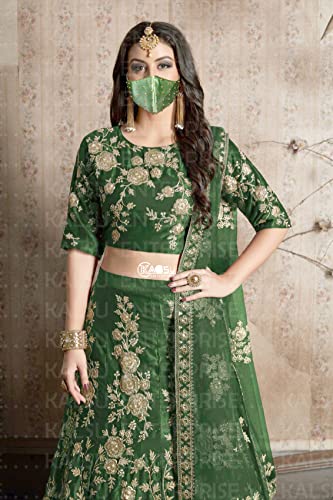 Image of ᵀᴹ : WEDDING SPECIAL Cloth Face Mask - Washable Light Weight Satin - Cotton Masks MULTI COMBO (BLUE-GREEN-PINK COMBO)