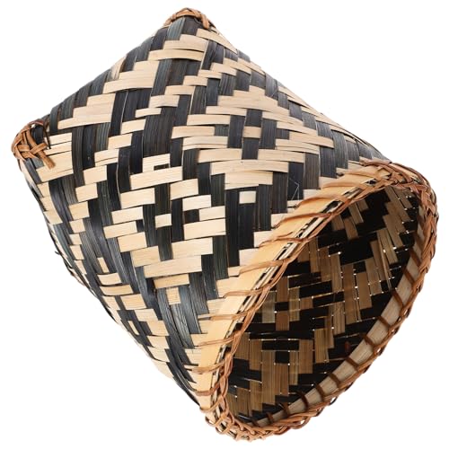Image of Bamboo Woven Trash Can, Rattan Garbage Bin Wicker Laundry Basket Round Waste Basket Rubbish Storage Container Waste Paper Bin Plant Flower Pot for Under Desk Office