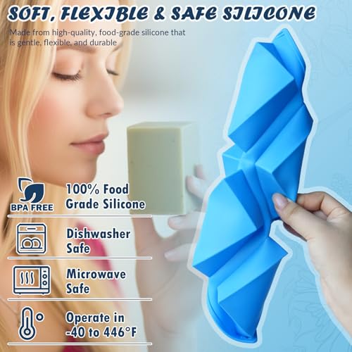 Image of HKNMTT Oval Suqare Soap Mold 6-Cavity Silicone Molds for Handmade Craft