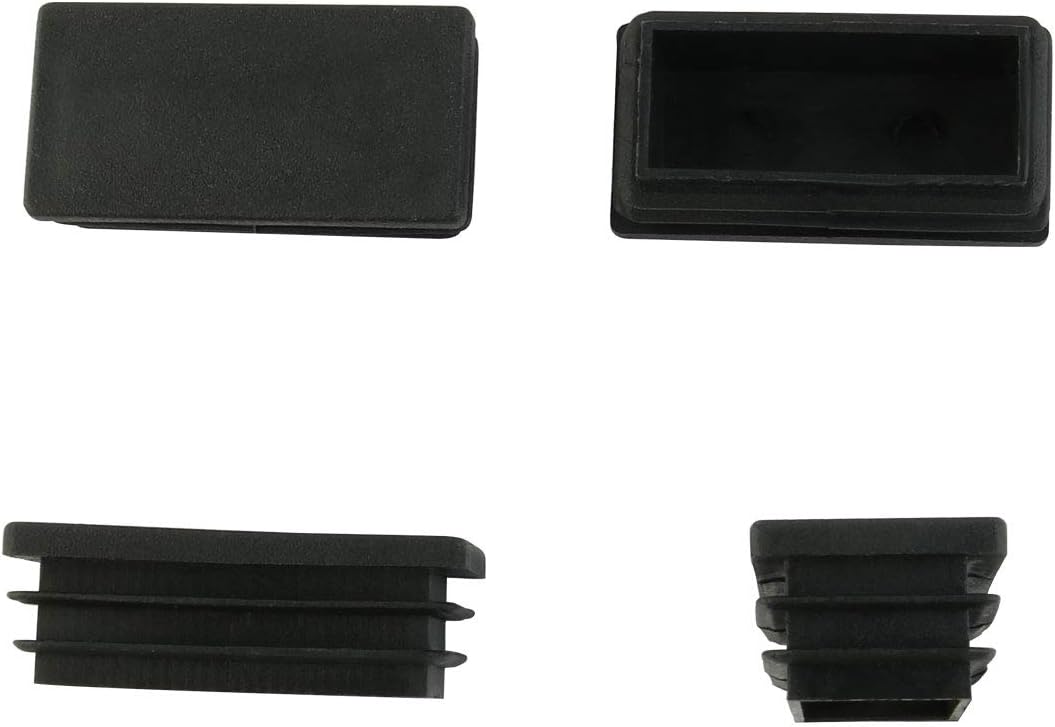 sourcingmap Plastic Rectangle Blanking End Tubing Cap Insert Bung 50mm x 25mm 4 Pcs Black - Image 3