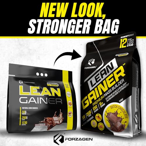 forzagen lean gainer premium mass builder  mass gainer protein powder for men amp women  high calorie protein weight gain bulk muscle building supplement  dutch chocolate 12 lbs 16 servings