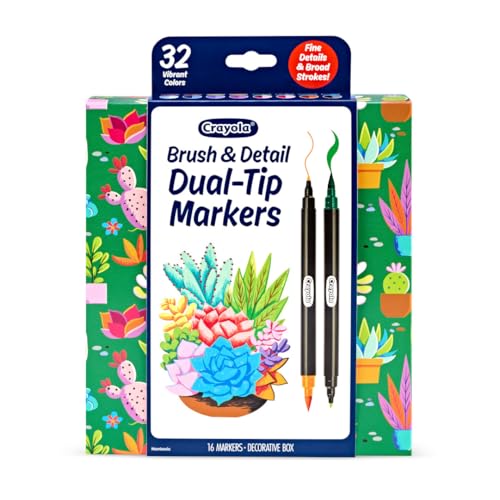 Crayola Brush & Detail Dual Tip Marker Set, Teen & Adult Coloring Markers - image 2