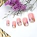Flower Press on Nails Medium Length Fresh Floral Fake Nails Square Glossy Glue on Nails French Flower Design Acrylic Fingernails Manicure Tips Artificial False Nails for Women Nail Supplies 24Pcs