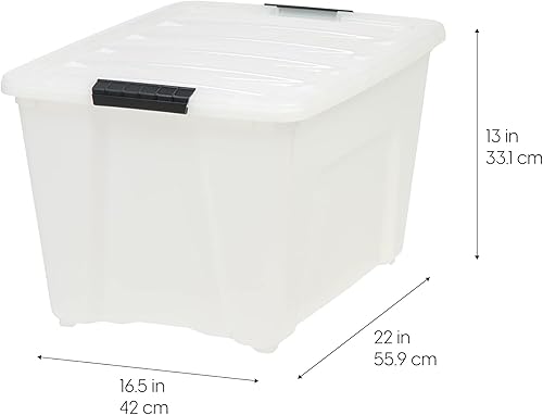 Vista 171 de IRIS USA - Caja de almacenamiento de plástico de 19 cuartos de galón con tapa y pestillos – Paquete de 4 – sin BPA, solución de organización