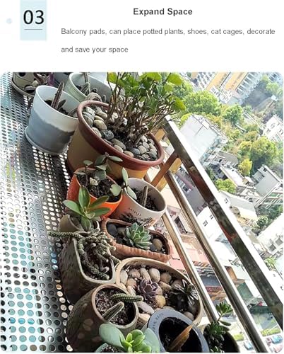 Paslanmaz Çelik Balkon Ağı Güvenlik Panelleri - Bahçe Delikli Koruyucu Ekran 47 x 110 cm Dış Mekan Dekorasyonu ve Veranda, Balkon ve Gia'da Artırılmış Güvenlik İçin - Görsel 2
