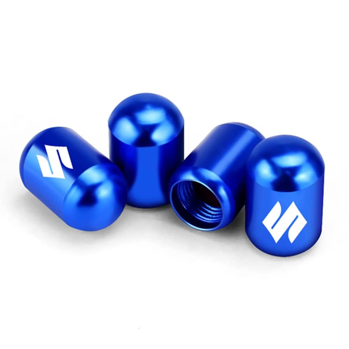 TBMAKE 4 Pcs Car Valve Caps for Suzuki Swift Sx4 Vitara Jimny S-Cross, Aluminum Alloy Airtight Valve Covers,blue