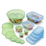 Juego de 13 tapas de silicona multicolores – Tapas de silicona elásticas...