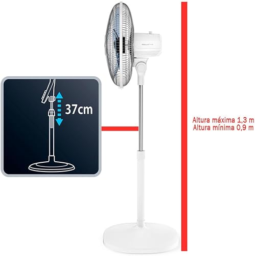 Rowenta Essential + VU4410F0 Silent Performance Fan on Stand, Compact Oscillation and Orientation Remote Control Adjustable Height VU4410F0, White, 130 x 45 x 43 cm - 7