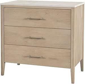 Butler Specialty Company Mayfair 3 Drawer Wood &amp; Marble Chest - Light Beige