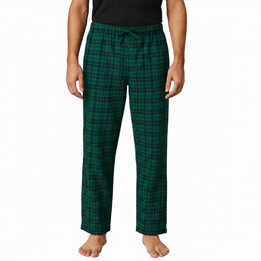 Mens Woven Flannel Pants, 100% Cotton for Home Wear, Casual Wear, Relaxed Nightwear,Lounge wear-picture-36