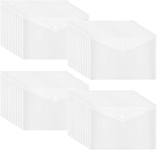 40pcs Plastic Envelopes with Button Snap Closure, Clear Poly Folders for Documents, Letter Size, A4 Size, for School and Office Supplies