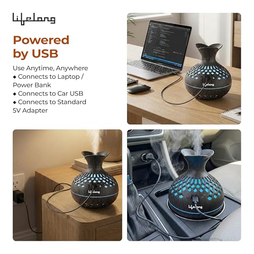 Image of Lifelong Flower Home Humidifier & Essential Oil Diffuser | 300ml Tank Capacity | Ultrasonic Aromatherapy for Home, Office & Bedroom with Soothing Light for Relaxation| Essential Oil Fragrance Diffuser