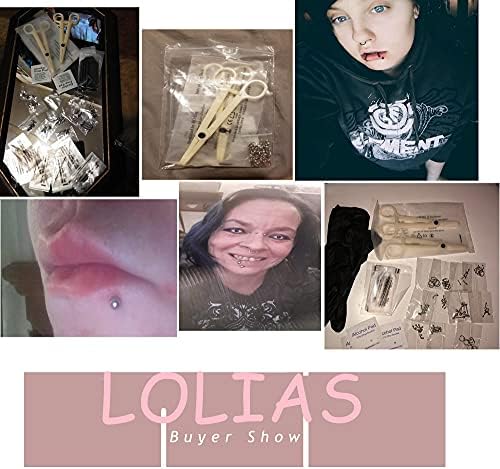 LOLIAS 84PCS Professional Piercing Kit Stainless Steel 14G 16G Belly Button Rings Cartilage Piercing Helix Daith Septum Hoop Piercing Kit Tongue Tragus Nipple Lip Piercing Body Jewerly