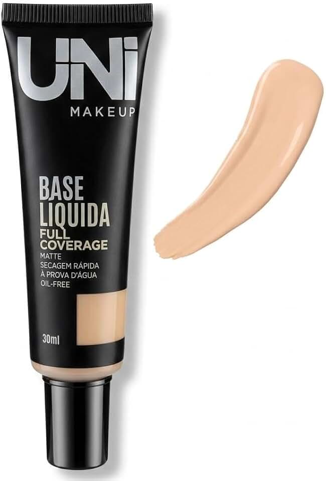 Base Líquida Full Coverage, Acabamento Matte, Alta Cobertura, Oil-Free, À Prova D'água. (Cor 1)