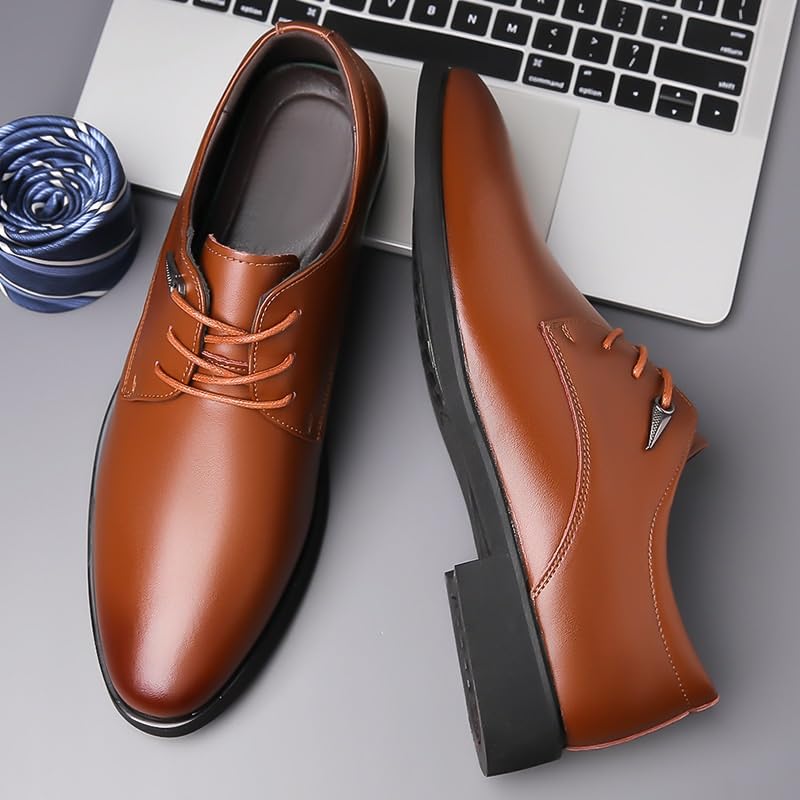 Men's Genuine Leather Oxford Shoes Fashion Casual Retro Classic Comfortable Dress Shoes Office Working Formal Derby Shoes for Men(10)4