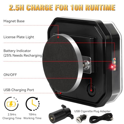 Image of Magnetic Wireless Trailer Lights, Rechargeable LED Tow Lights Kit