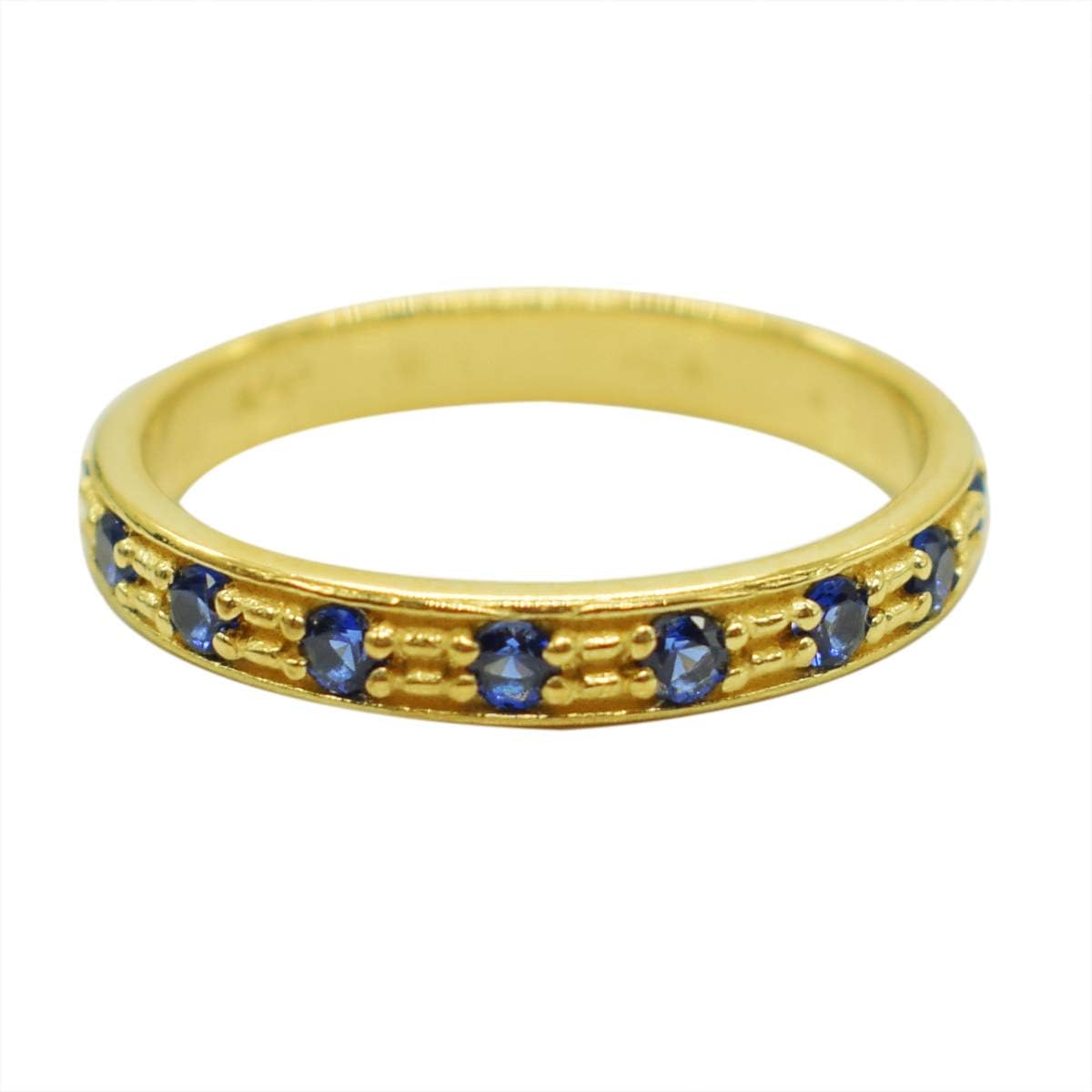 Blue Sapphire Antique Collection 925 Sterling Silver Gold Plated Simple Ring